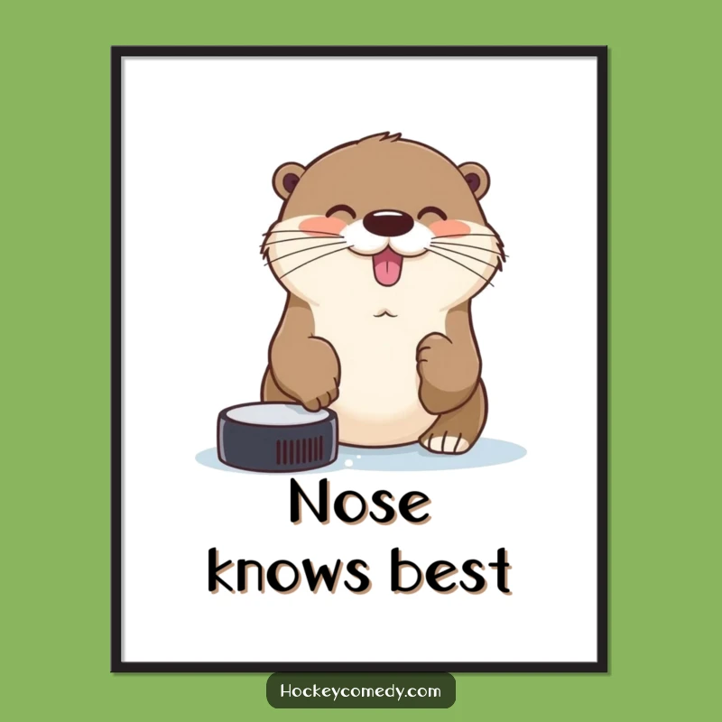 Funny Otter Hockey Poster - Cheerful Aquatic Art, Humorous Gift