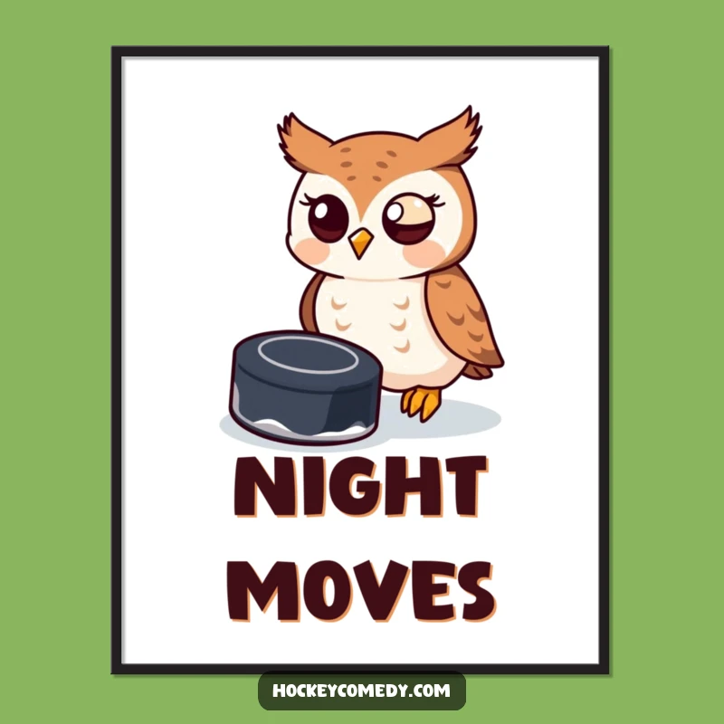 Funny Owl Hockey Poster - Humorous Sports Wall Art Gift