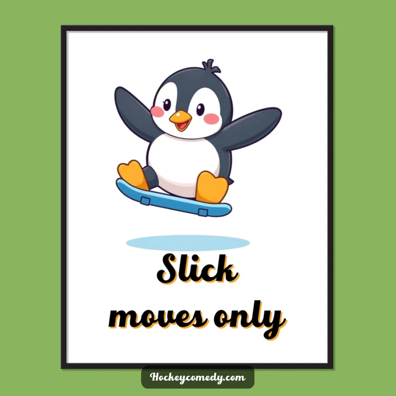 Funny Penguin Skater Poster: Bring Cool Moves to Your Walls - A Funny Gift