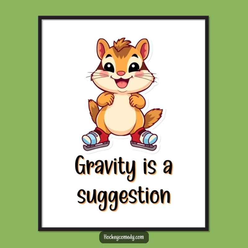 Funny Chipmunk Skate Poster Print - Hilarious Wobble Wall Art Gift