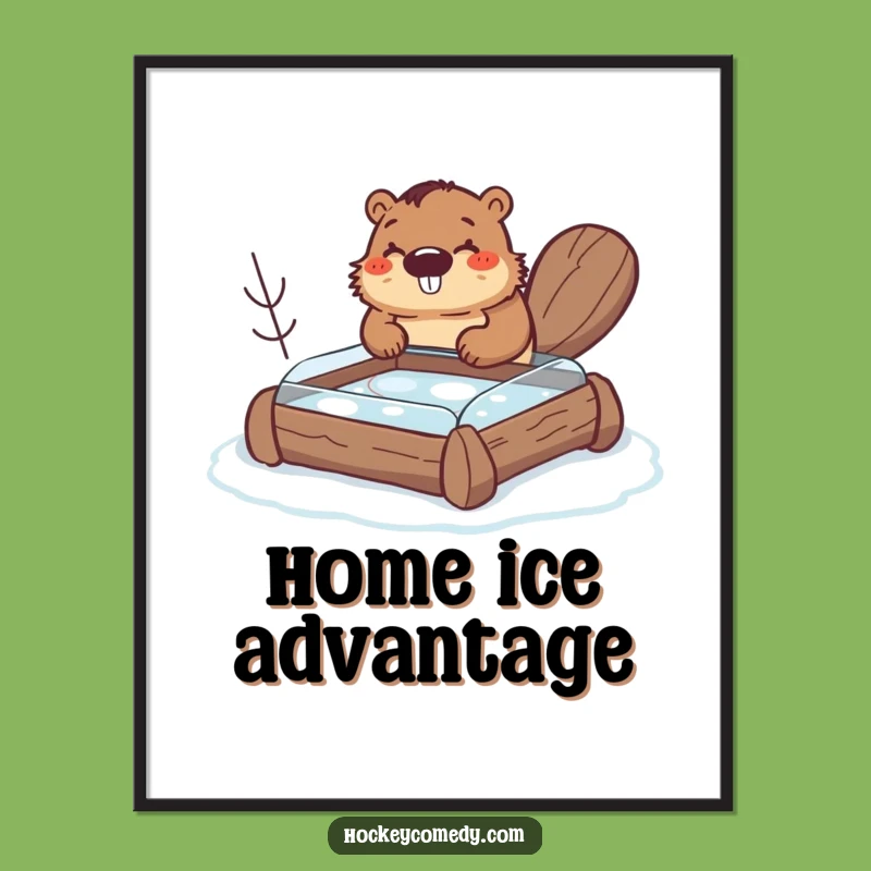 Funny Beaver Hockey Poster Print - Hilarious DIY Rink Wall Art Gift