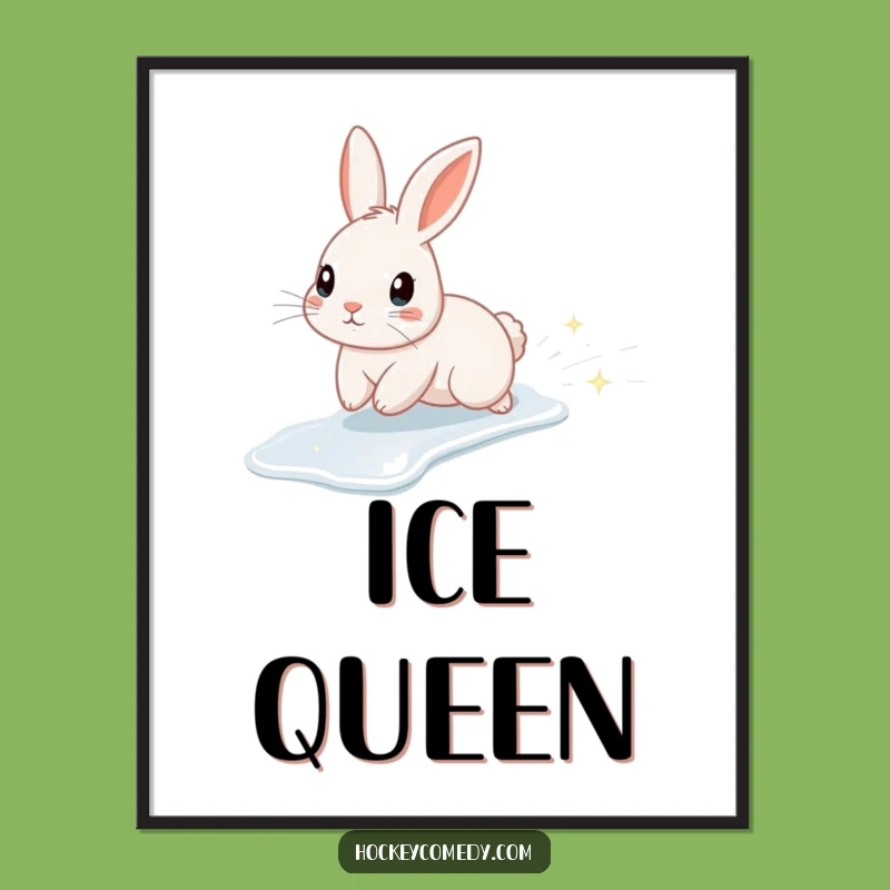 Funny Rabbit Ice Poster: Sparkly Slide, Enchanting Wall Art Gift