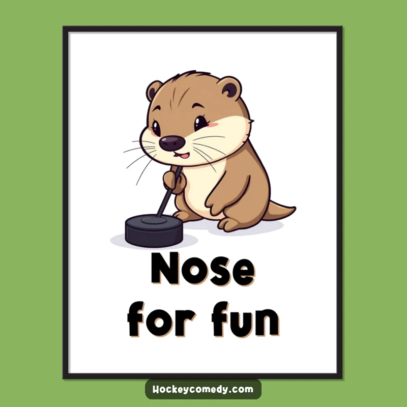 Funny Otter Hockey Poster: Decorate with a Silly Dribbler!