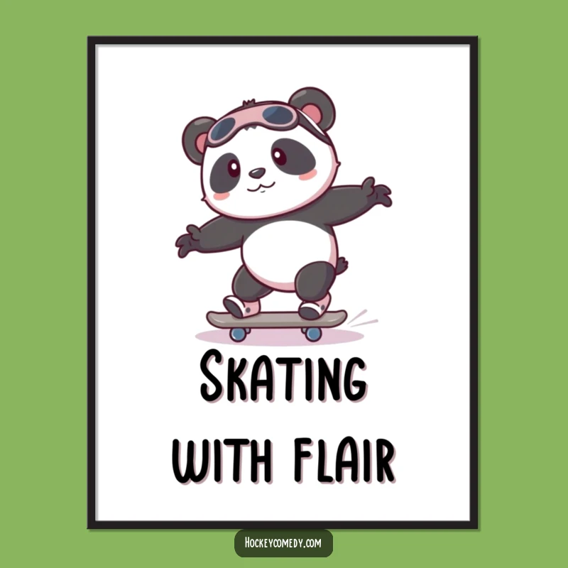 Funny Panda Skate Poster - Wobbly Beginner Art, Humorous Gift