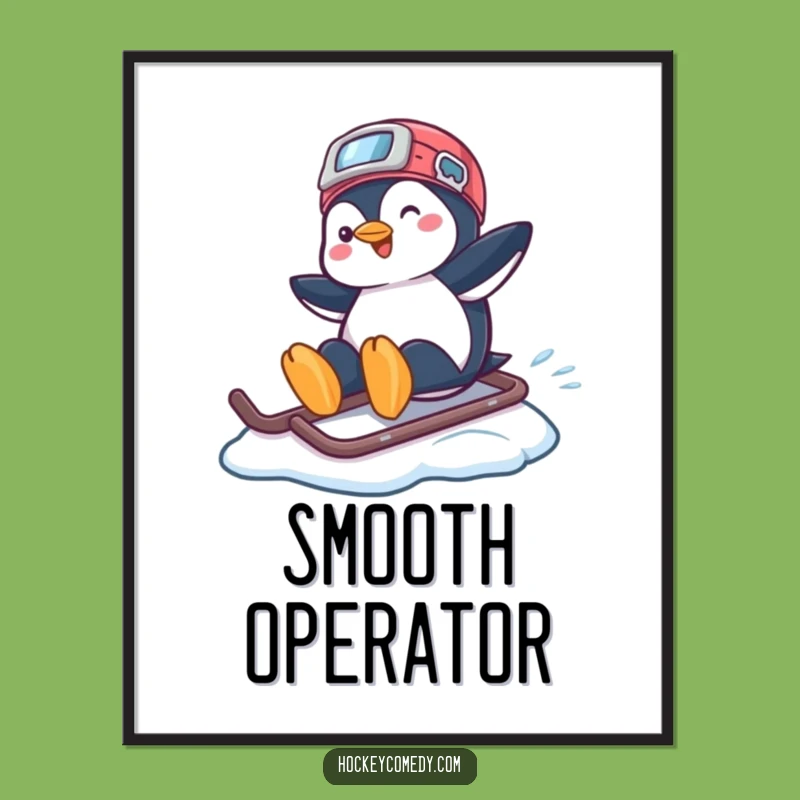 Funny Penguin Hockey Helmet Poster - Arctic Amusements!