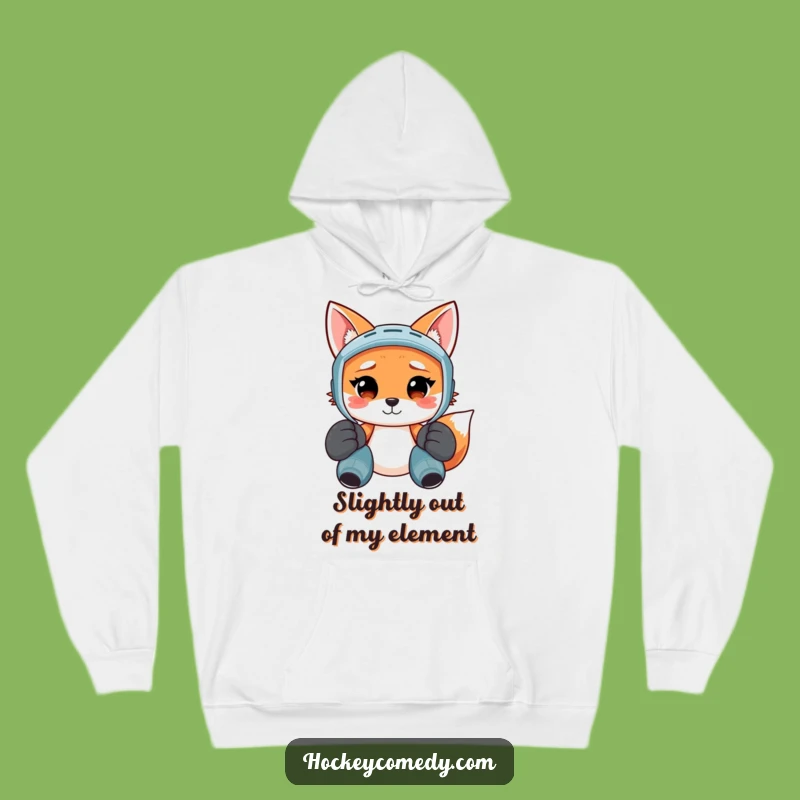 Funny Confused Fox Hockey Player Hoodie - Cozy & Comedic Warmth!