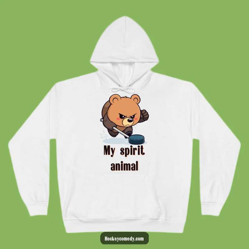 Funny Bear Hockey Hoodie - Cozy and Aggressive Sports Fan Apparel