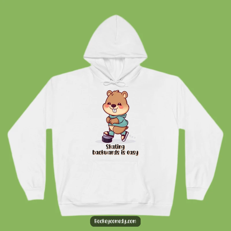 Funny Beaver Hockey Hoodie: Stay Cozy with a Cheerful Skater!