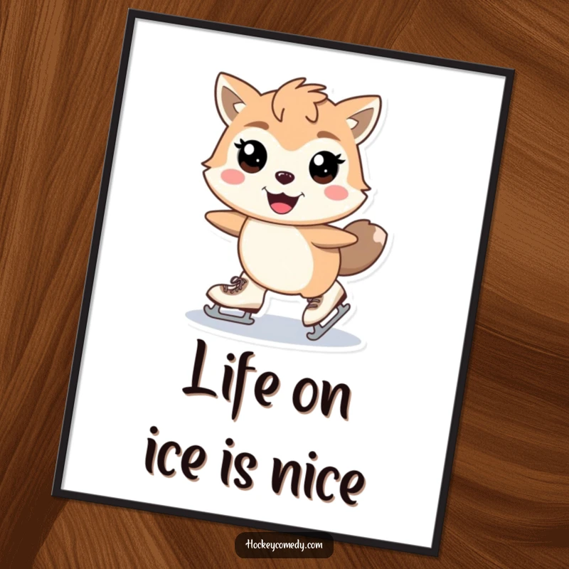 Funny Free Printable Wall Art of a stylized animal on skates, mid-stride with incredibly gleeful eyes.