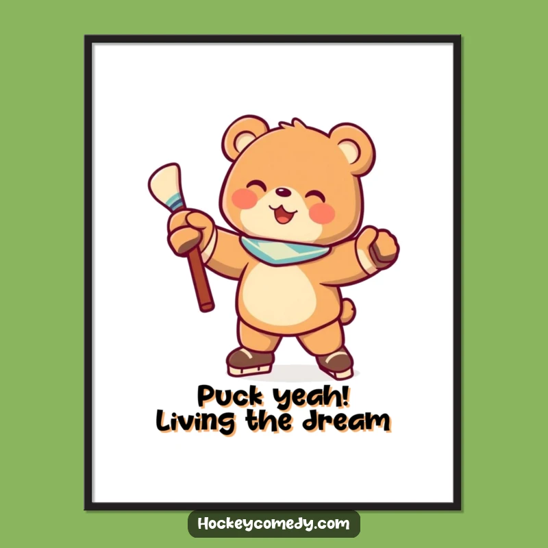 Funny Free Printable Hockey Bear Wall Art - Playful Downloadable Home Decor