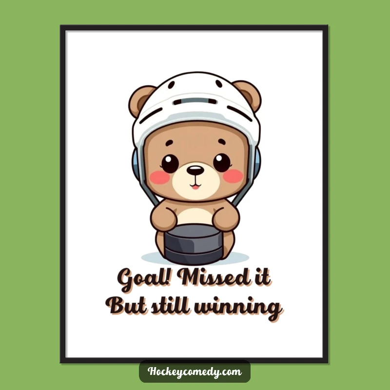 Funny Free Printable Wall Art: Bear Misses Puck - Hilarious Hockey Fan Decor Downloadable