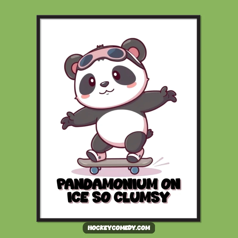 Funny Free Printable Wall Art: Panda's Wobbly Skate - Adorable Downloadable Decor
