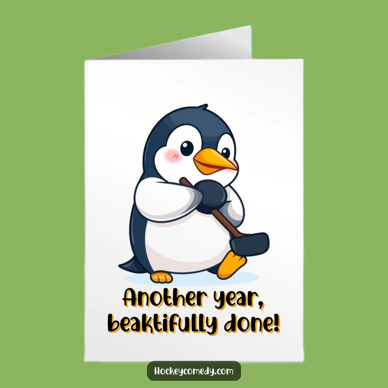 Free Printable Penguin Hockey Birthday Card - Funny Downloadable Gift