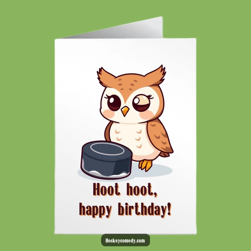 Free Printable Birthday Card: Hockey Owl's Goal, a Humorous Downloadable Gift!