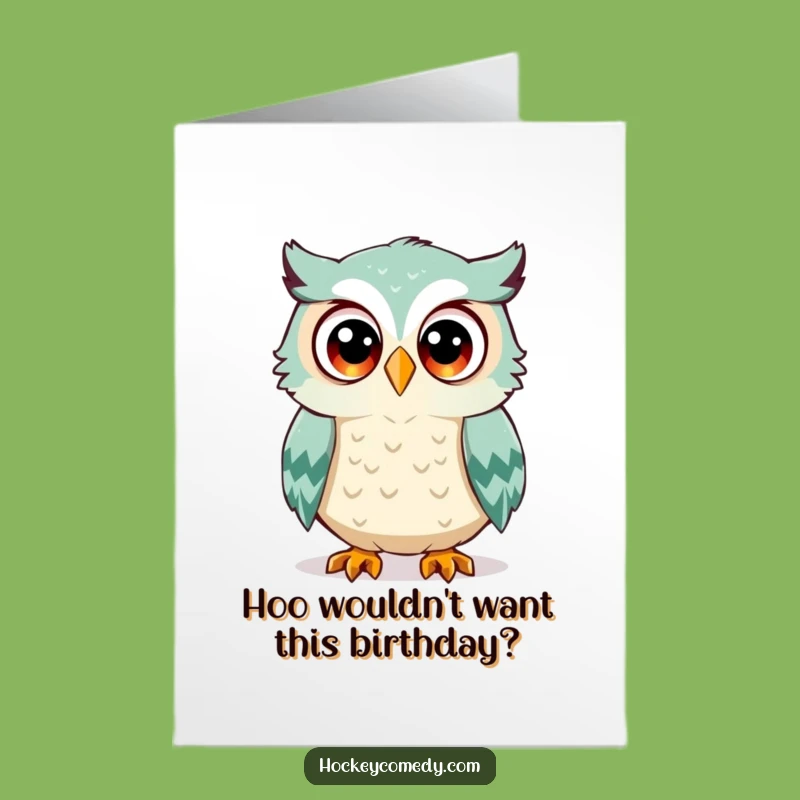Free Printable Birthday Card: Hockey Owl Surprise Funny Downloadable Gift