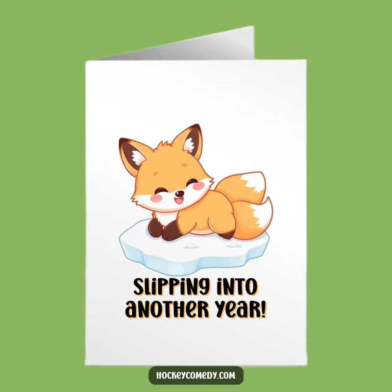 Free Printable Fox Birthday Card - Funny Ice Sliding Downloadable Gift