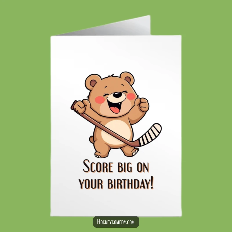 Free Printable Hockey Bear Birthday Card: Wild Wishes, Big Fun!