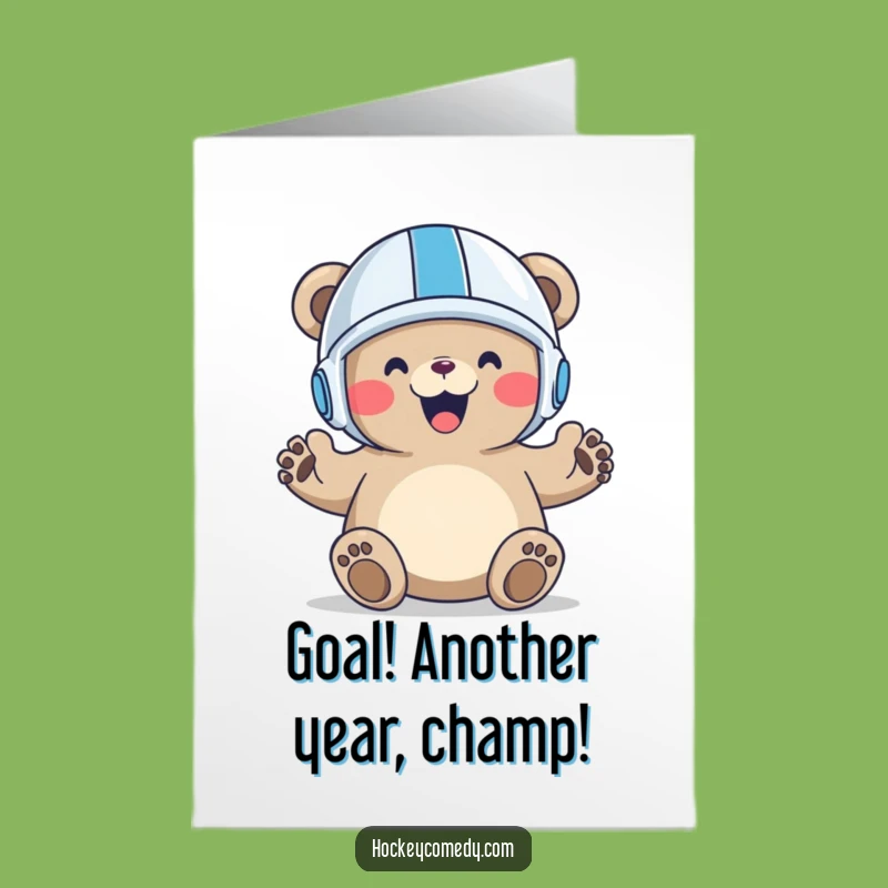 Free Printable Birthday Card: Goal-Scoring Bear Goalie Funny Downloadable Gift