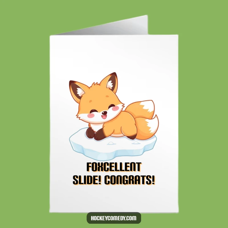 Free Printable Fox Congrats Card - Funny Ice Sliding Downloadable Gift