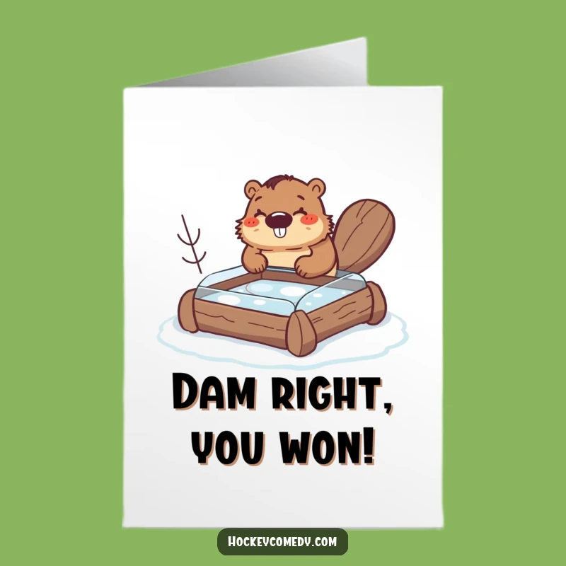 Free Printable Congrats Card: Beaver Hockey Builder Funny Downloadable Gift