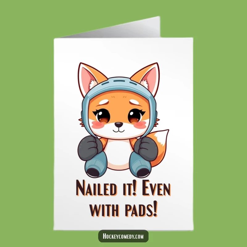 Free Printable Congrats Card: Confused Hockey Fox Wins Big!
