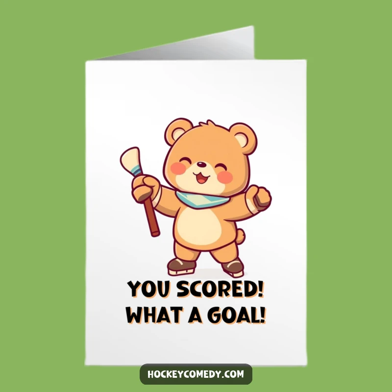 Free Printable Hockey Bear Congrats Card - Score a Win with This Funny Downloadable