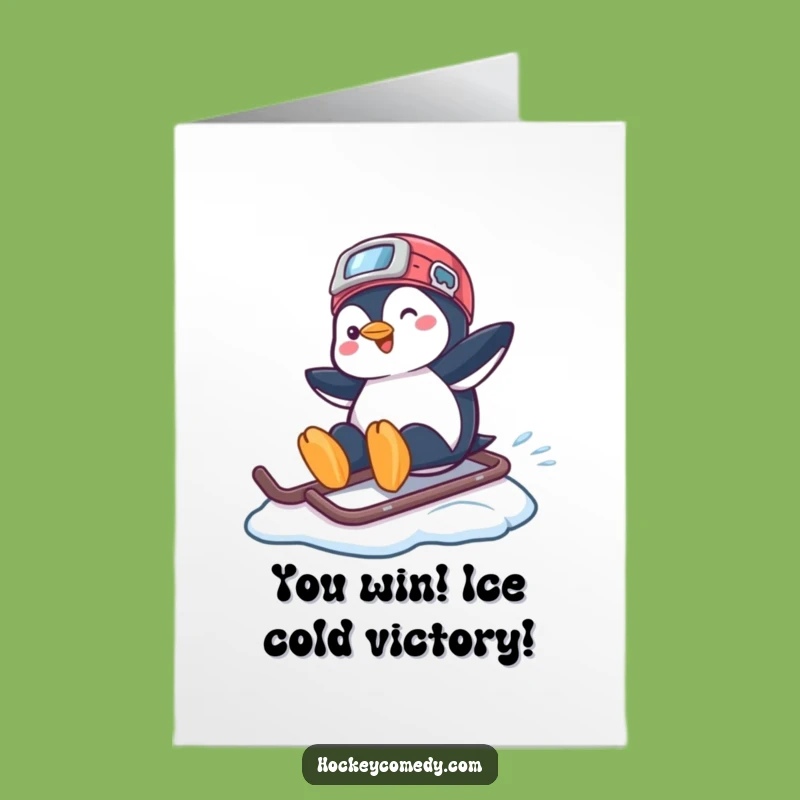 Free Printable Congrats Card: Penguin's Epic Helmet Slide!