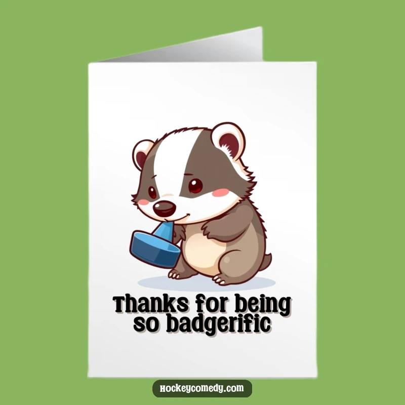 Free Printable Thank You Card: Badger Puck Skills Funny Downloadable Gift