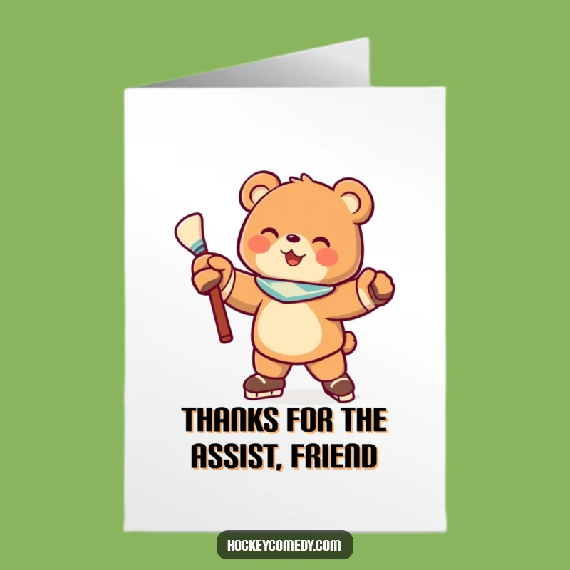 Free Printable Thank You Hockey Bear Card - A Big Thanks Downloadable Gift
