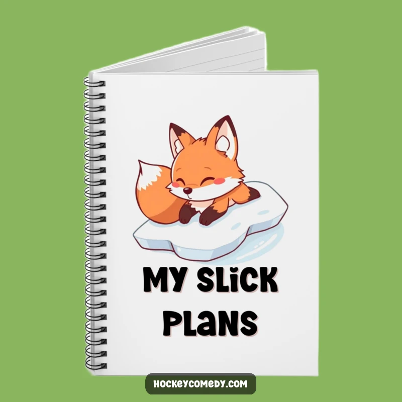 Funny Fox Ice Slide Notebook - Determined Diary, Humorous Gift