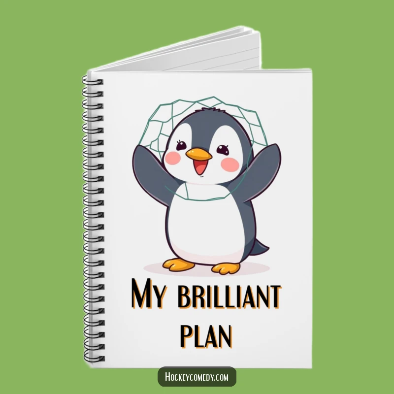 Jot down your game plans and brilliant ideas with this funny penguin hockey notebook. The enthusiastic penguin adds motivation.