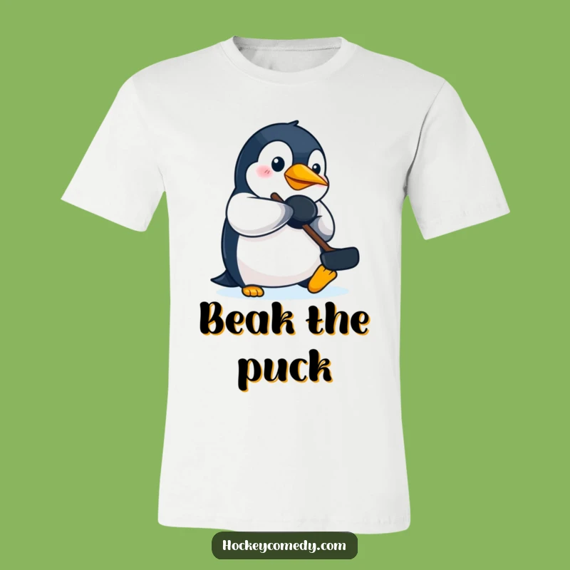 Funny Penguin Hockey T-Shirt: Determined Beak Puck Player, Perfect Funny Gift