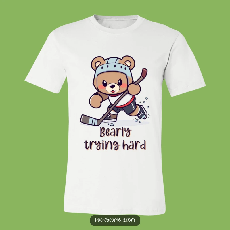 Show your dedication to the game with this tee, starring a bear executing a slick hockey move.