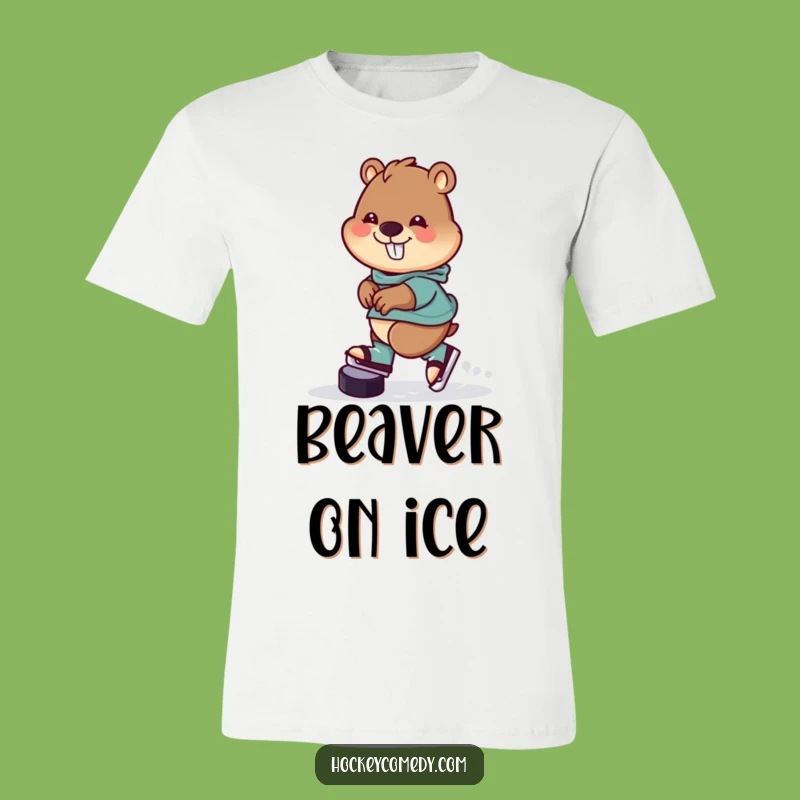 Funny Beaver Hockey T-Shirt: Skate into Fun with This Cheerful Tee!