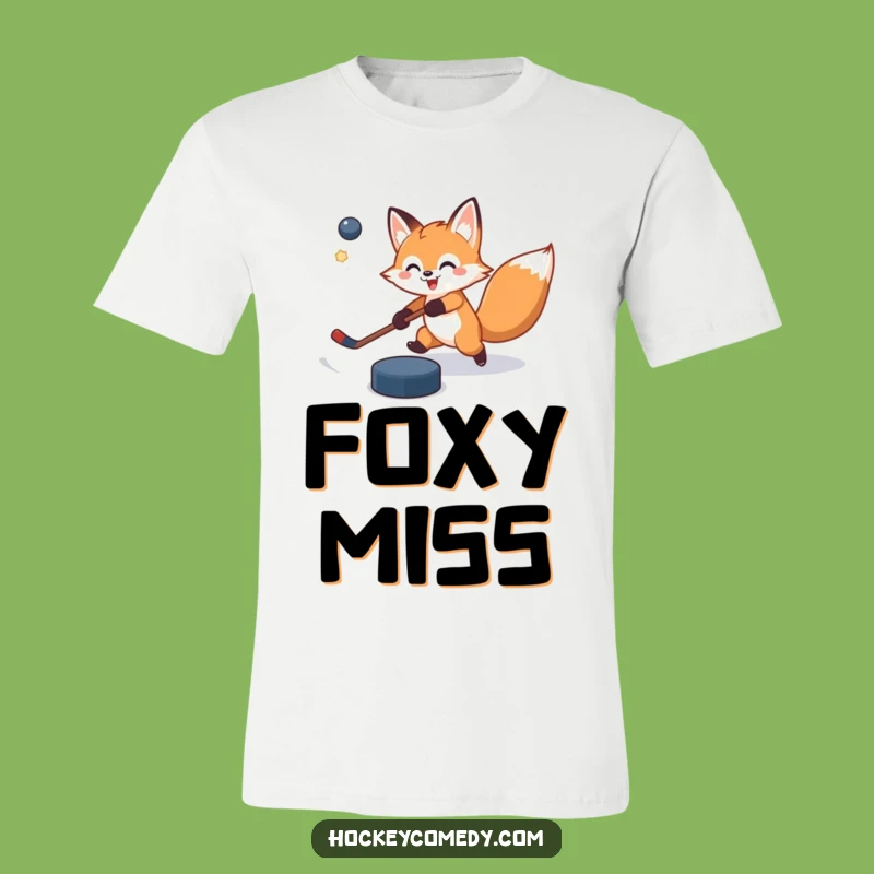 Funny Fox Hockey T-Shirt - Off-Target Slap Shot Graphic Tee, Perfect Funny Gift