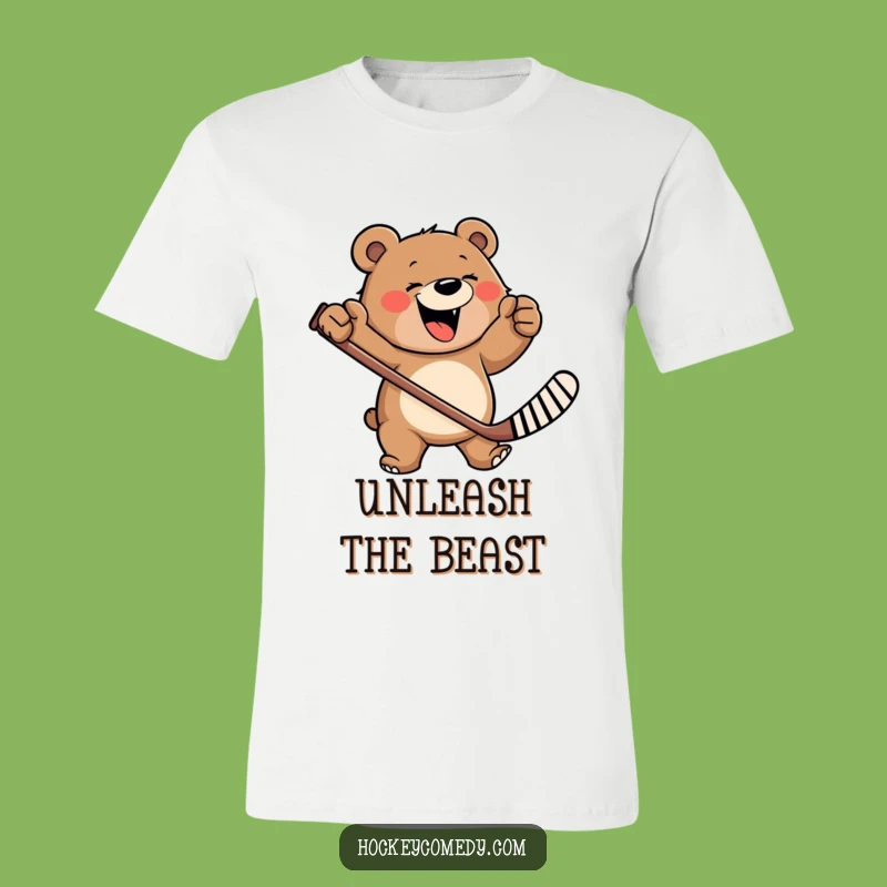 Funny Happy Bear Hockey T-Shirt - Roaring Good Fun!