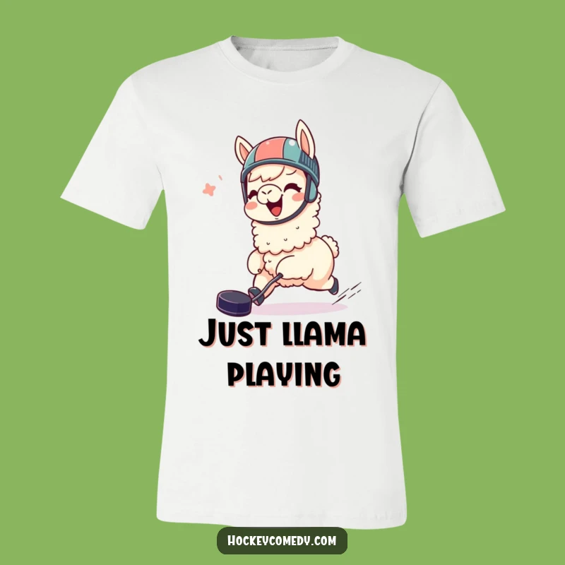Funny Llama Hockey T-Shirt - Giggling Puck Chaser Tee, Awesome Gift!