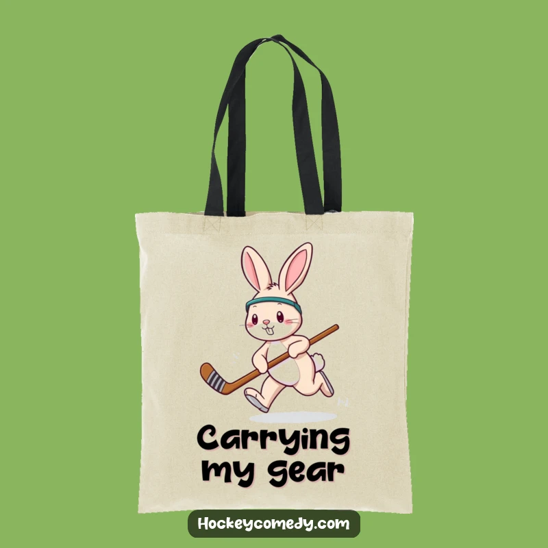 Funny Hockey Rabbit Tote Bag: Cute Hopper Design, Practical Funny Gift