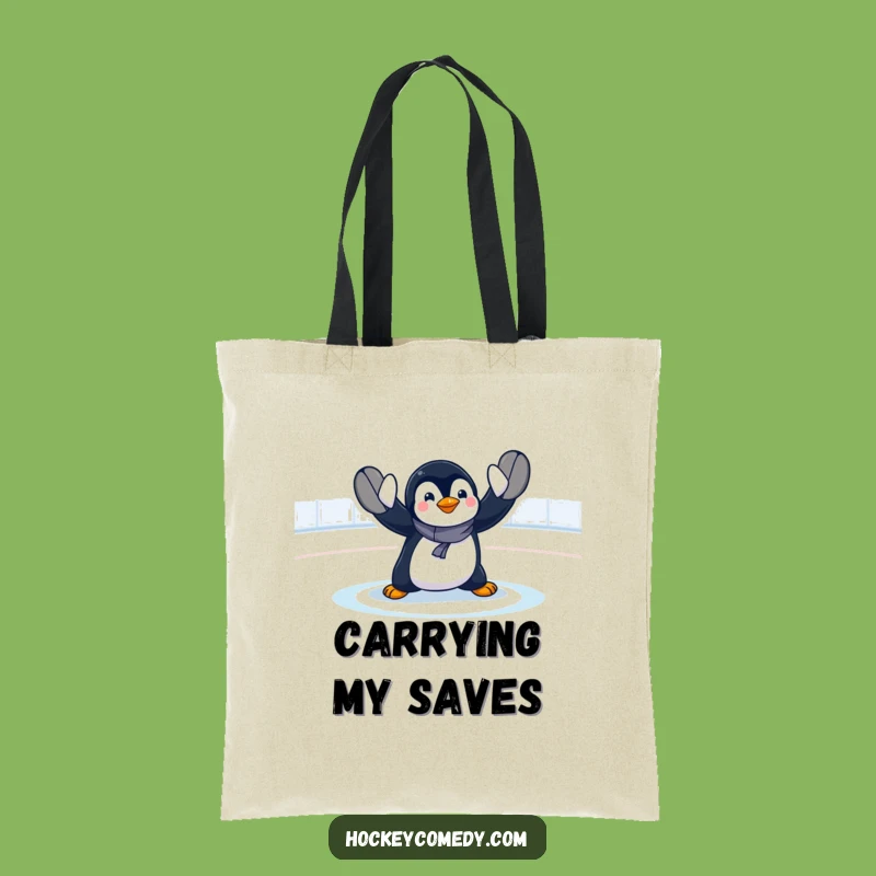 Funny Penguin Goalie Totebag: Exaggerated Save Print, Practical and Hilarious Accessory