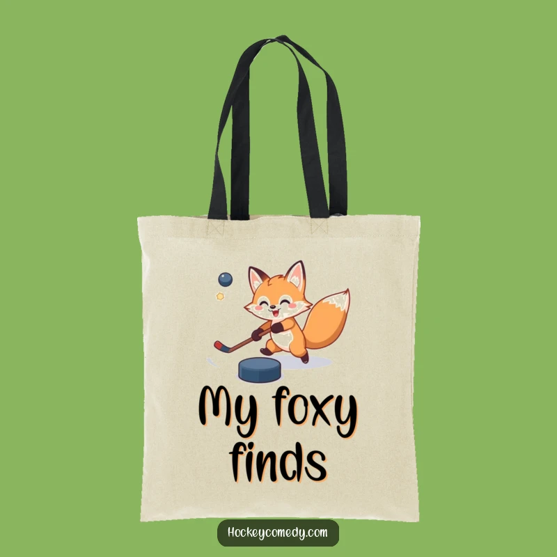 Funny Fox Hockey Tote Bag - Off-Target Slap Shot Carry-All, Perfect Funny Gift
