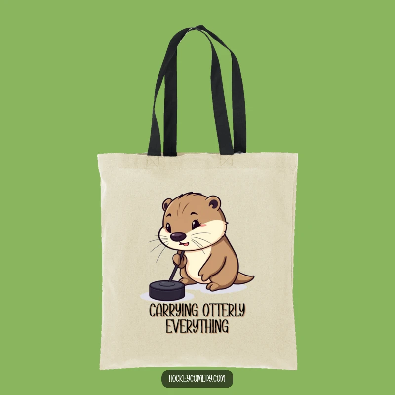 Funny Otter Hockey Tote Bag: Carry Your Fun with a Silly Dribbler!