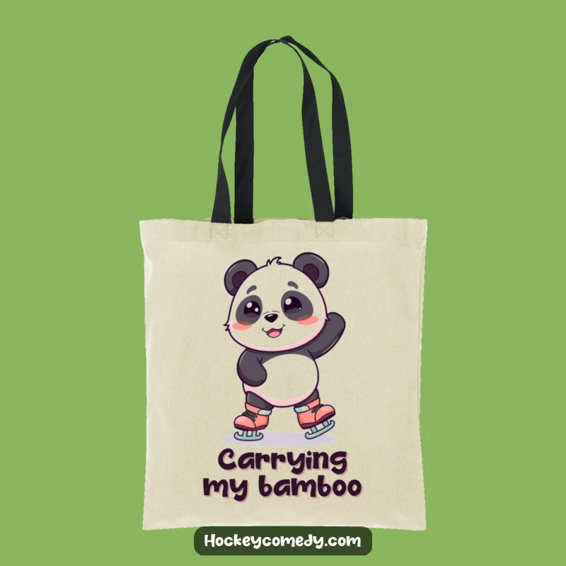 Funny Panda Skating Tote Bag - Wobbly Bear Carry-All, Perfect Funny Gift