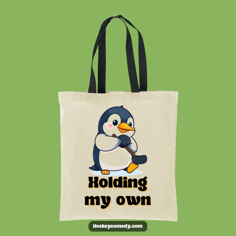 Funny Penguin Hockey Tote Bag: Cute Beak Player Design, Practical Funny Gift