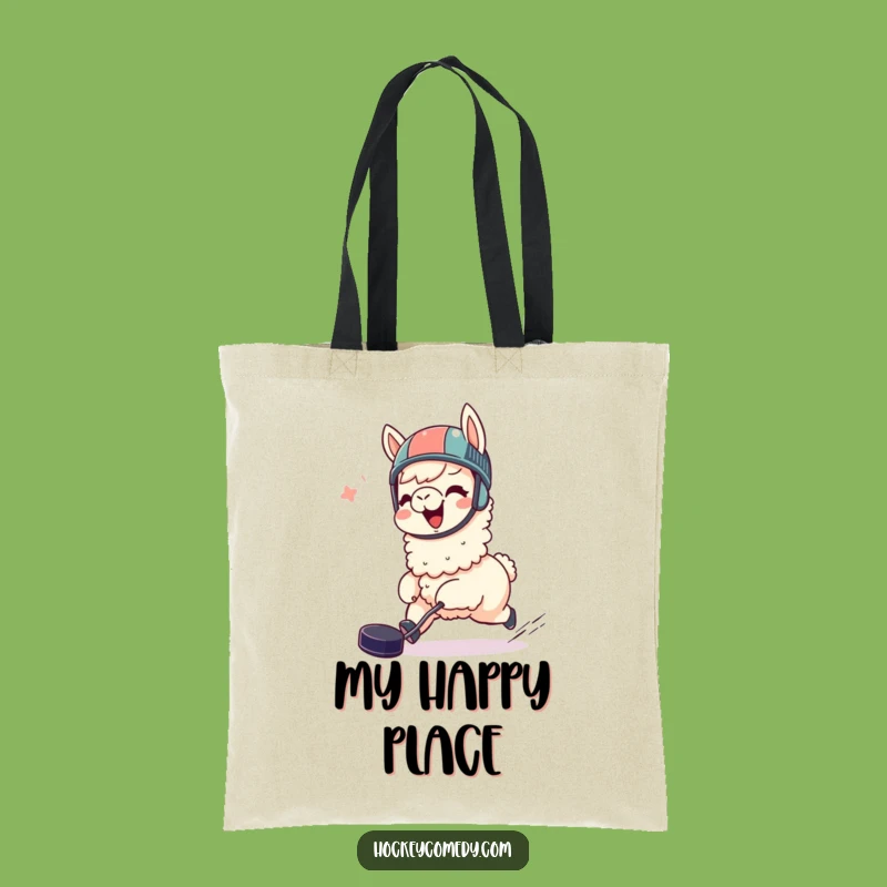 Funny Llama Hockey Tote Bag - Joyful Puck Chaser Carryall, Cool Gift!